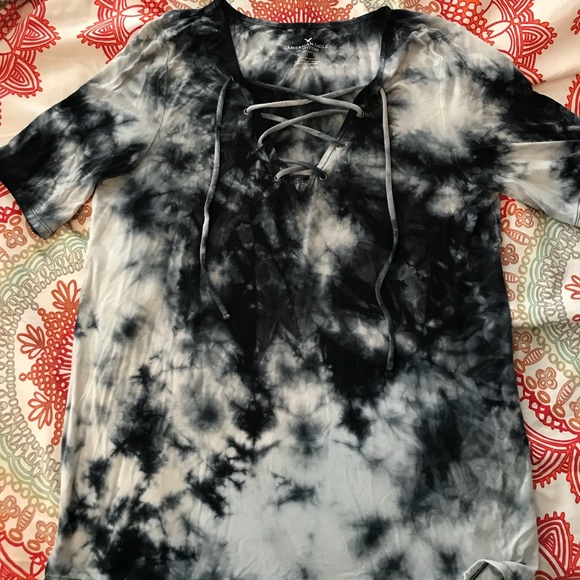 American Eagle Outfitters Tops - AEO Tie dye lace up top